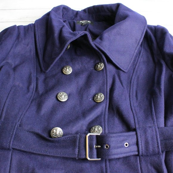 Apt. 9 Women's Winter Peacoat Plus Size 3X Wool Purple Double Breast - Picture 4 of 6
